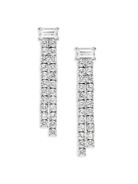 Chateau Rhodium Plated & Cubic Zirconia Fringe Linear Earrings