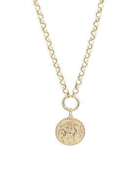 14K Yellow Gold Horse Coin Pendant Necklace
