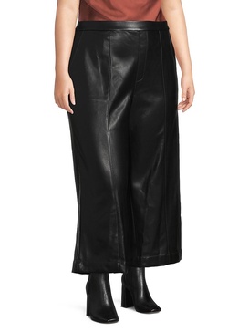Faux Leather Wide Leg Capris
