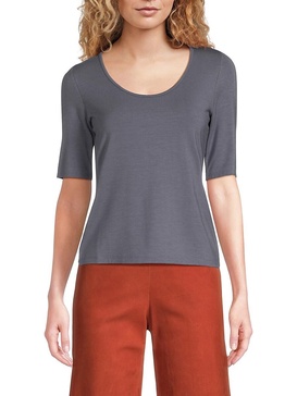 Solid Scoop Neck Top