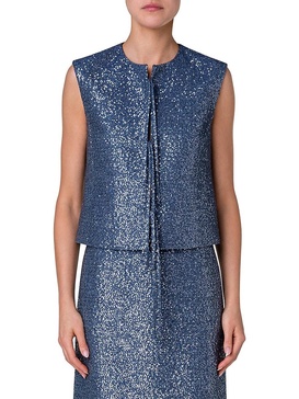 Sequin Virgin Wool Blend Vest