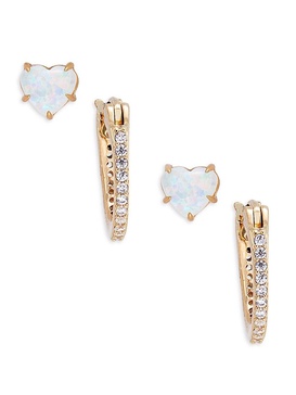 Set of 2 18K Goldplated, Cubic Zirconia & Doublet Earrings