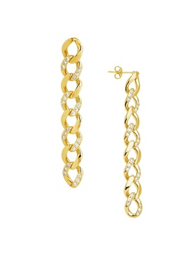 Cubic Zirconia Cuban Chain Drop Earrings