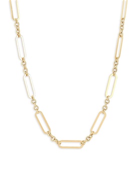 14K Yellow Gold Paperclip Station Chain Necklace