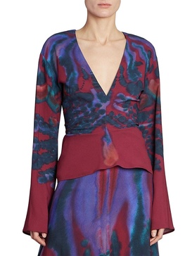 Karavi Plunging Print Blouse