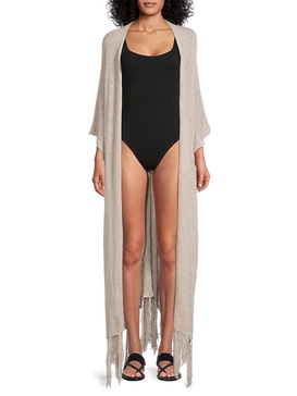 Summer Breeze Longline Knit Fringe Kimono