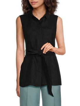 Tie-Waist Collared Top