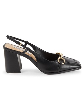 Leather Block Heel Pumps