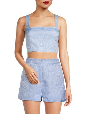 Spade Jacquard Sleeveless Crop Top