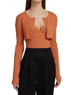Cropped Ribbed Knit Sweater