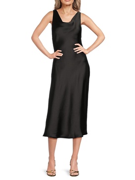 Maria Cowlneck Satin Midi-Dress