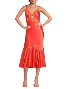Florentina Lace Silk A-Line Midi-Dress