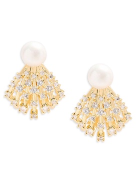 Shooting Star 14K Goldplated, Cubic Zirconia & Faux Pearl Earrings