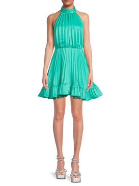 Amiri Pleated Fit & Flare Minidress