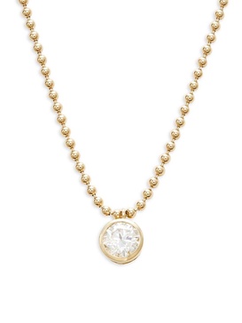 Radiant Value 14K Yellow Gold, 0.98 TCW Lab Grown Diamond Pendant 18-Inch Beaded Necklace