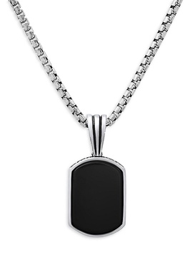 Sterling Silver & Onyx Reversible Dog Tag Pendant Necklace