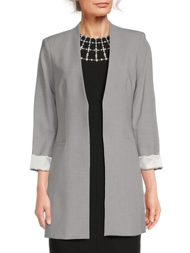 Rolled Cuff Open-Front Jacket