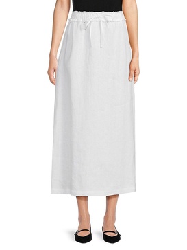 100% Linen Drawstring Maxi Skirt