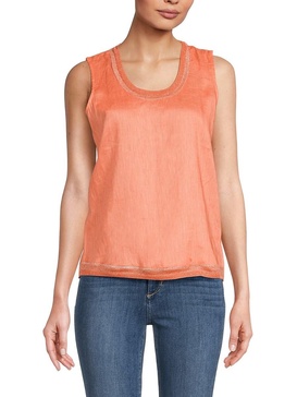 100% Linen Shimmer-Trim Tank