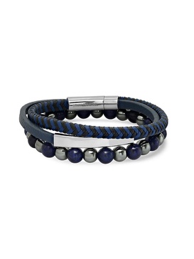 2-Piece Leather & Beaded Bracelet Set