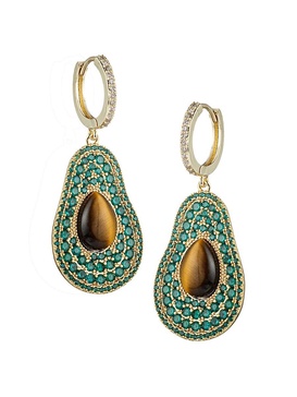 ​Luxe Sara 18K Goldplated & Cubic Zirconia Avocado Drop Earrings