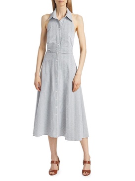 Mackey Seersucker Halter Midi-Dress