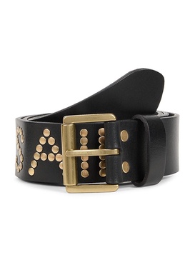 Studded Logo Leather Belt