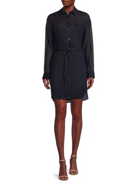 Belted Wool Blend Mini Shirtdress