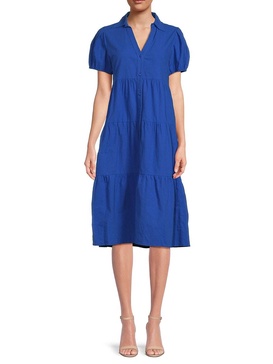 Bellina Tiered Cotton Midi Shirtdress