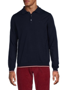 Logo Merino Wool Polo Sweater