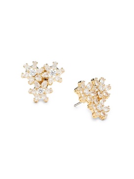 18K Goldplated & Cubic Zirconia Wild Flower Cluster Earrings