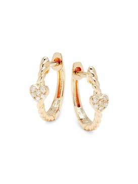 14K Yellow Gold & 0.04 TCW Diamond Huggie Earrings