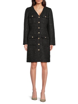 V Neck Sheath Shirtdress