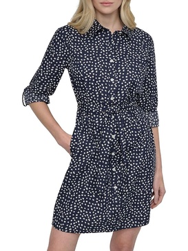 Long Sleeve Collared Mini Shirtdress