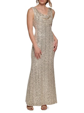 Sequin Cowlneck Gown