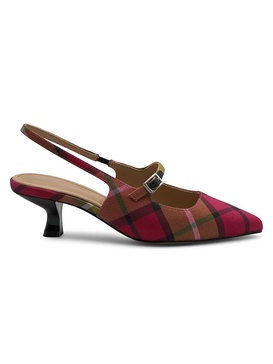 Scooter Kitten Heel Plaid Pumps