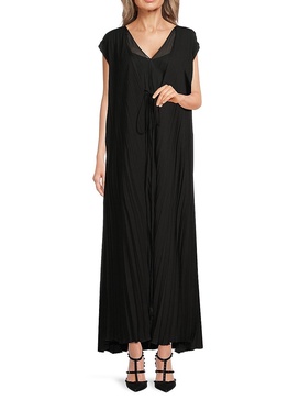 Pleated Silk Maxi Dress