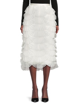 Ari Pleated Mesh Midi Skirt