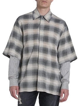 Plaid Cotton-Blend Long-Sleeve Shirt