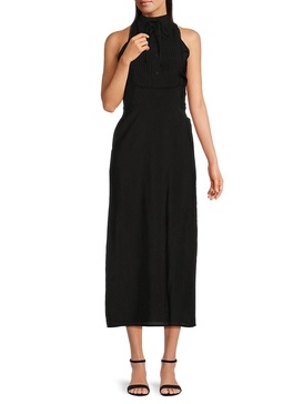 Pleated Bib Sheath Midi Dress