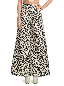 Dot Print Wide-Leg Jeans