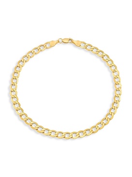 14K Yellow Gold Light Beveled Curb Chain Bracelet