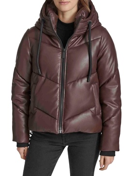Faux Leather Puffer Jacket
