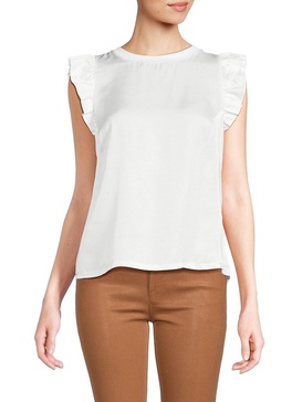 Paulette Ruffled Sleeve Sateen Top