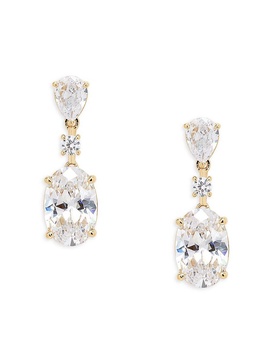 Skyline 18K Goldplated & Cubic Zirconia Oval Drop Earrings