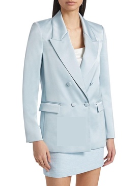 Hammered Satin Double-Breasted Blazer