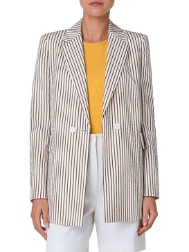 Boyfriend Cotton-Blend Seersucker Blazer