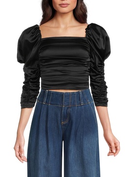 Katrice Ruched Silk-Blend Crop Top