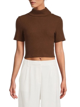 Anne Ribbed Turtleneck Crop Top