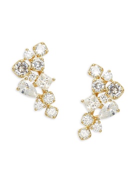 Runway Cluster 18K Goldplated & Cubic Zirconia Drop Earrings
